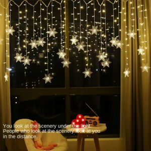 3,2 M copos de nieve de Navidad luces de cortina de hadas intermitentes luces de cadena LED impermeables para fiesta de vacaciones decoración de Navidad de boda