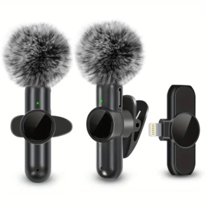 Micrófono Lavalier inalámbrico con cubierta a prueba de viento, Mini micrófono para grabación de Audio y vídeo, para iPhone, Android, teléfono móvil